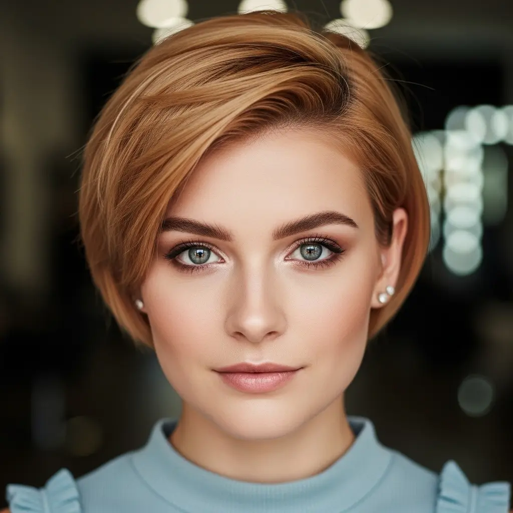 #6 Side-Swept Very Short Wavy Bob