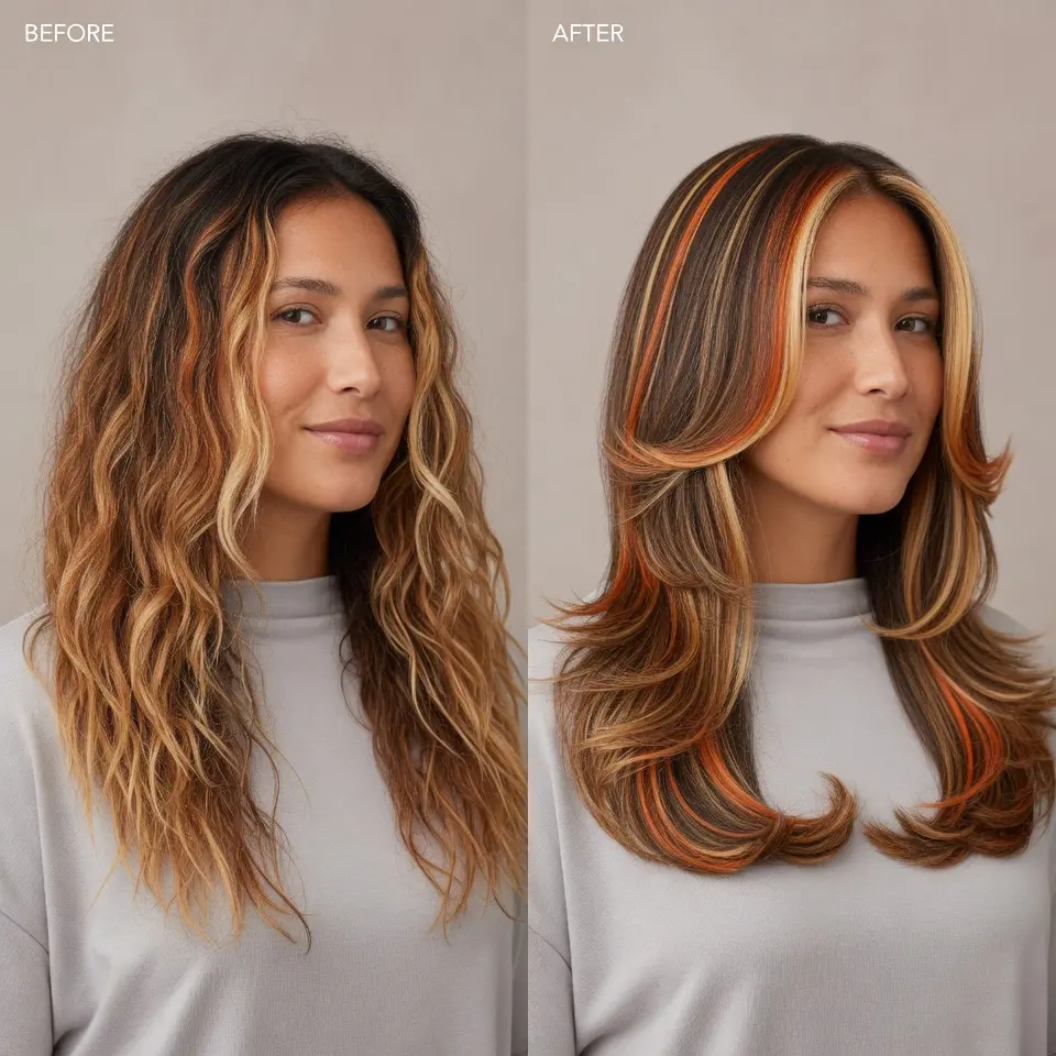 #6 Blonde Hair with Orange Highlights