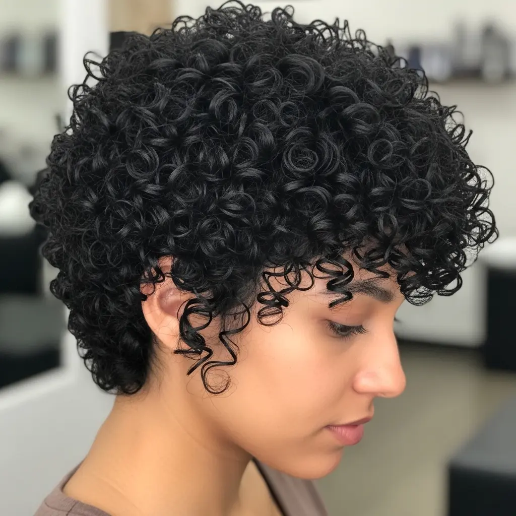 #6 Short Angled Bob for Curly Hair
