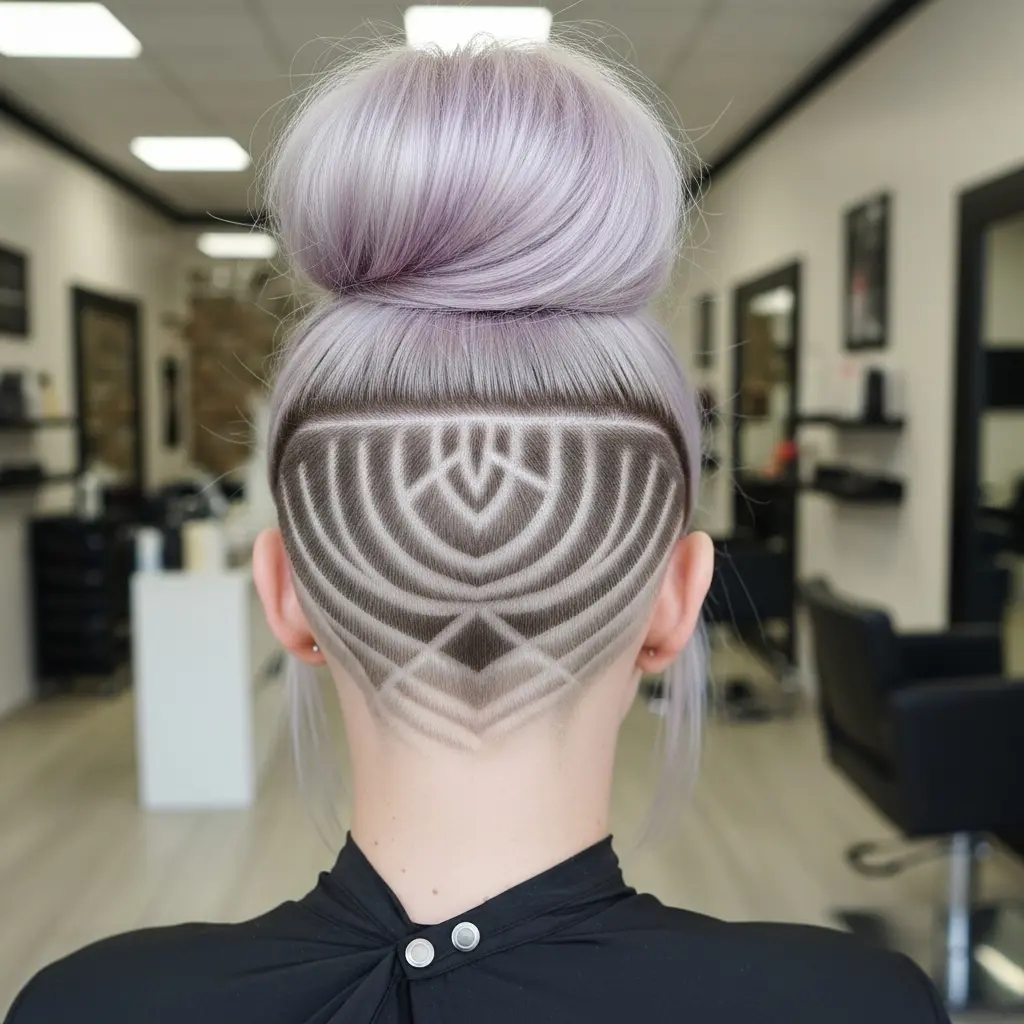 #7 Gorgeous Flower Undercut Haircut in Mandala Pattern