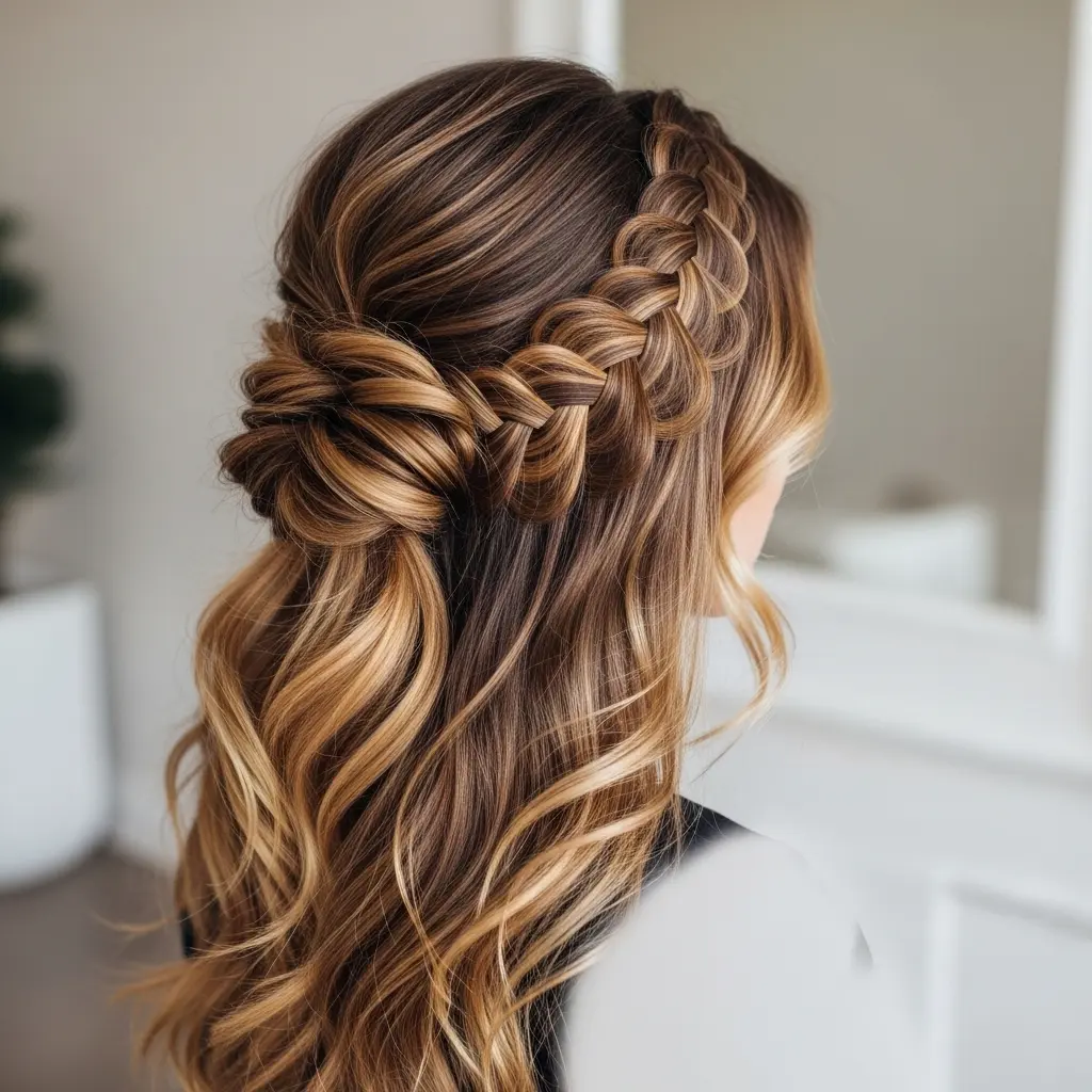 #7 Braided Half Up Half Down Bun