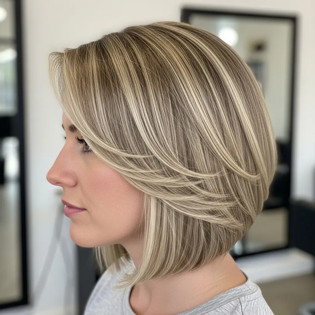 #7 Short and Angled Bob with Highlights