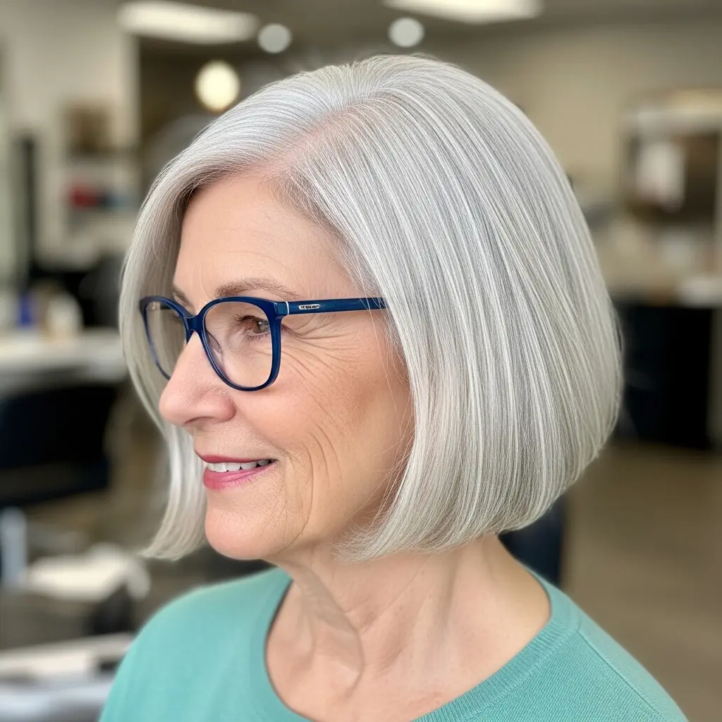 #7 Gray Short Inverted Bob for Thinner Hair