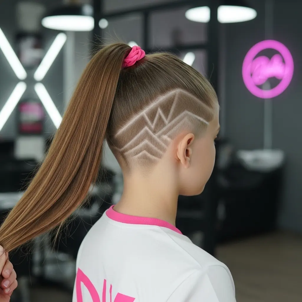 #8 Sleek Undercut Ponytail for Little Girl