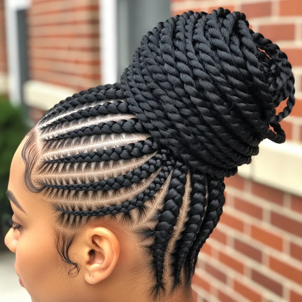 #9 Cornrow Braids Into a Bun Hairstyle