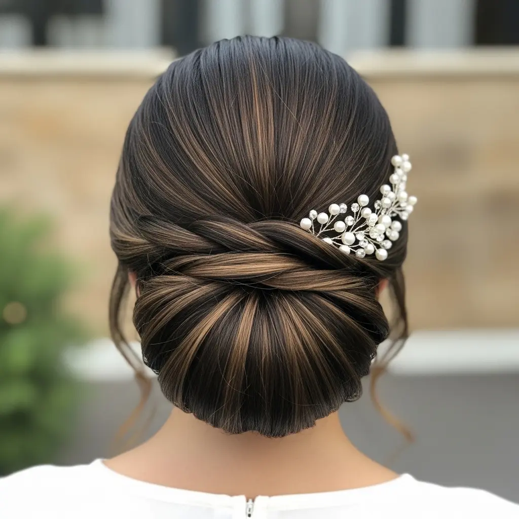 #9 Twisted Low Bun with Accessories