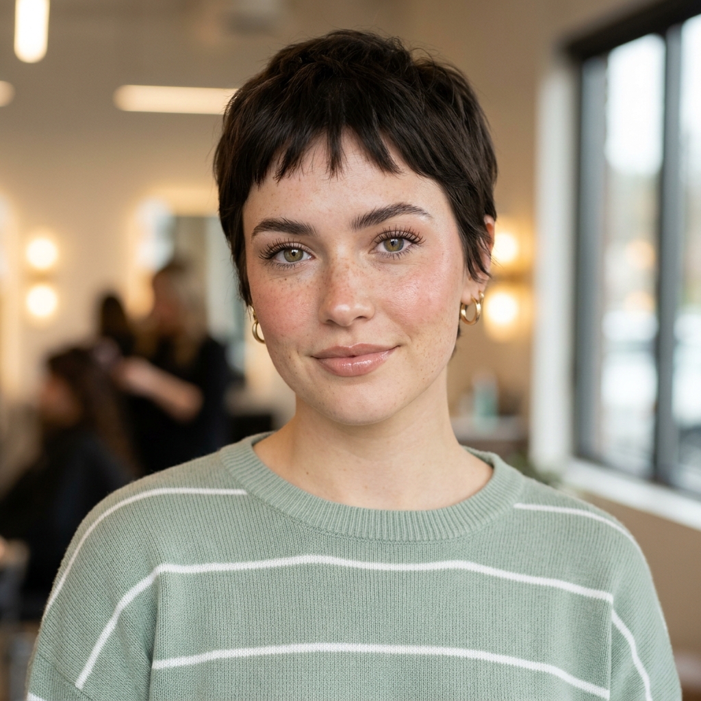 #1 Chic Textured Pixie Cut for Chubby Faces