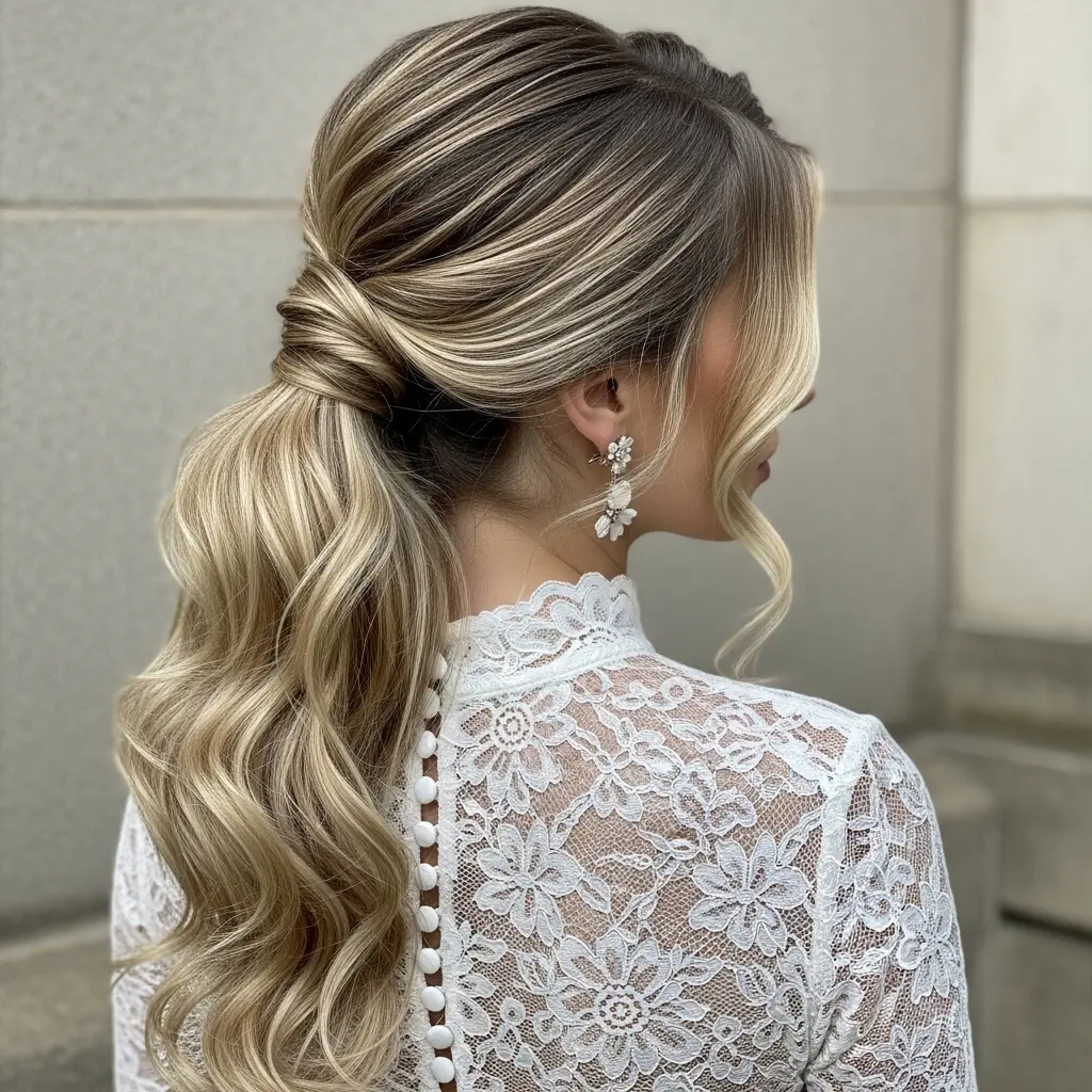 #12 Low Sleek Ponytail with Waves
