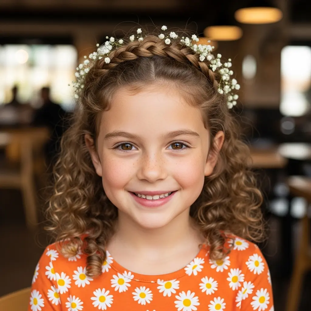 #13 Charming Braided Crown with Textured Curls