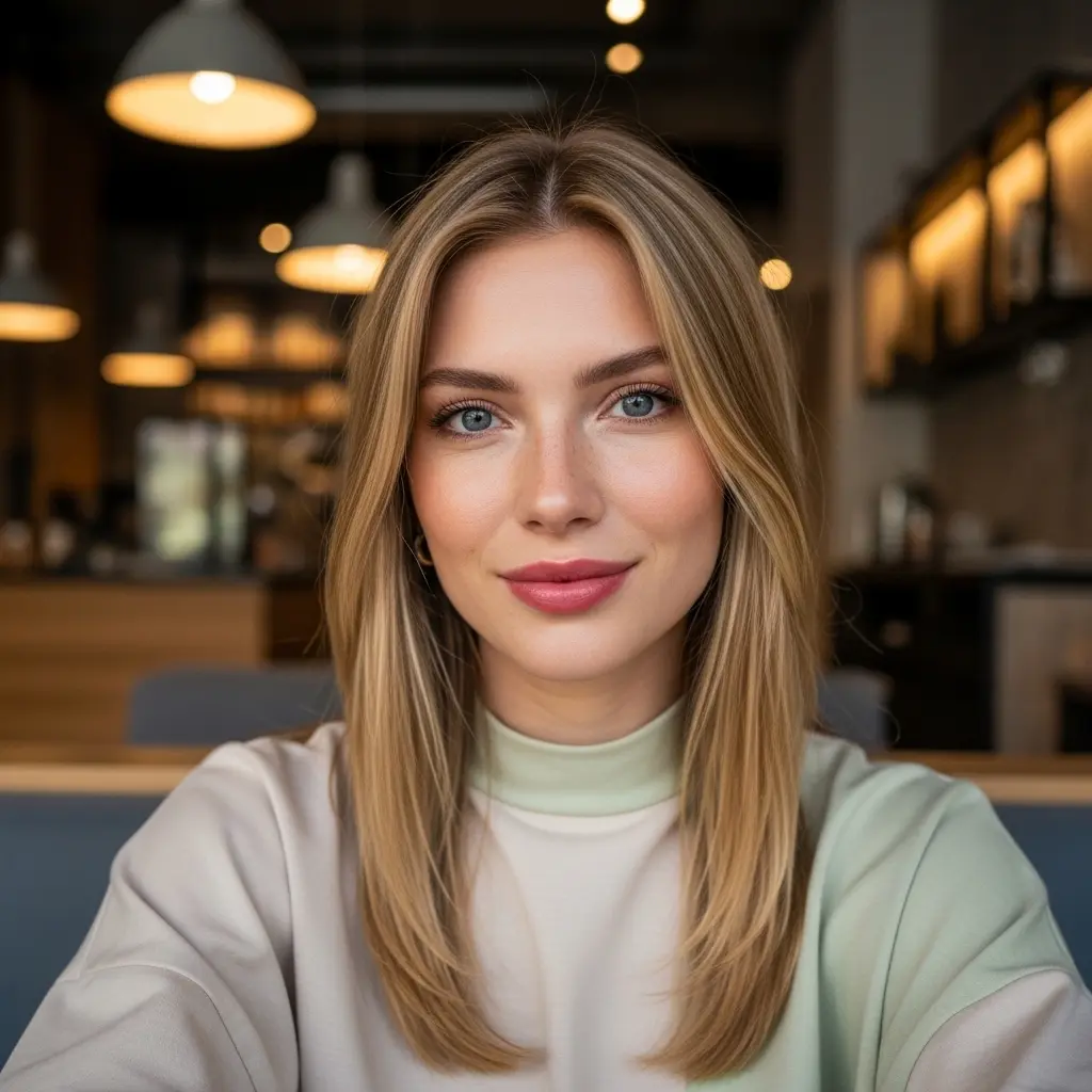 #13 Flat Hair Middle Part for Symmetry