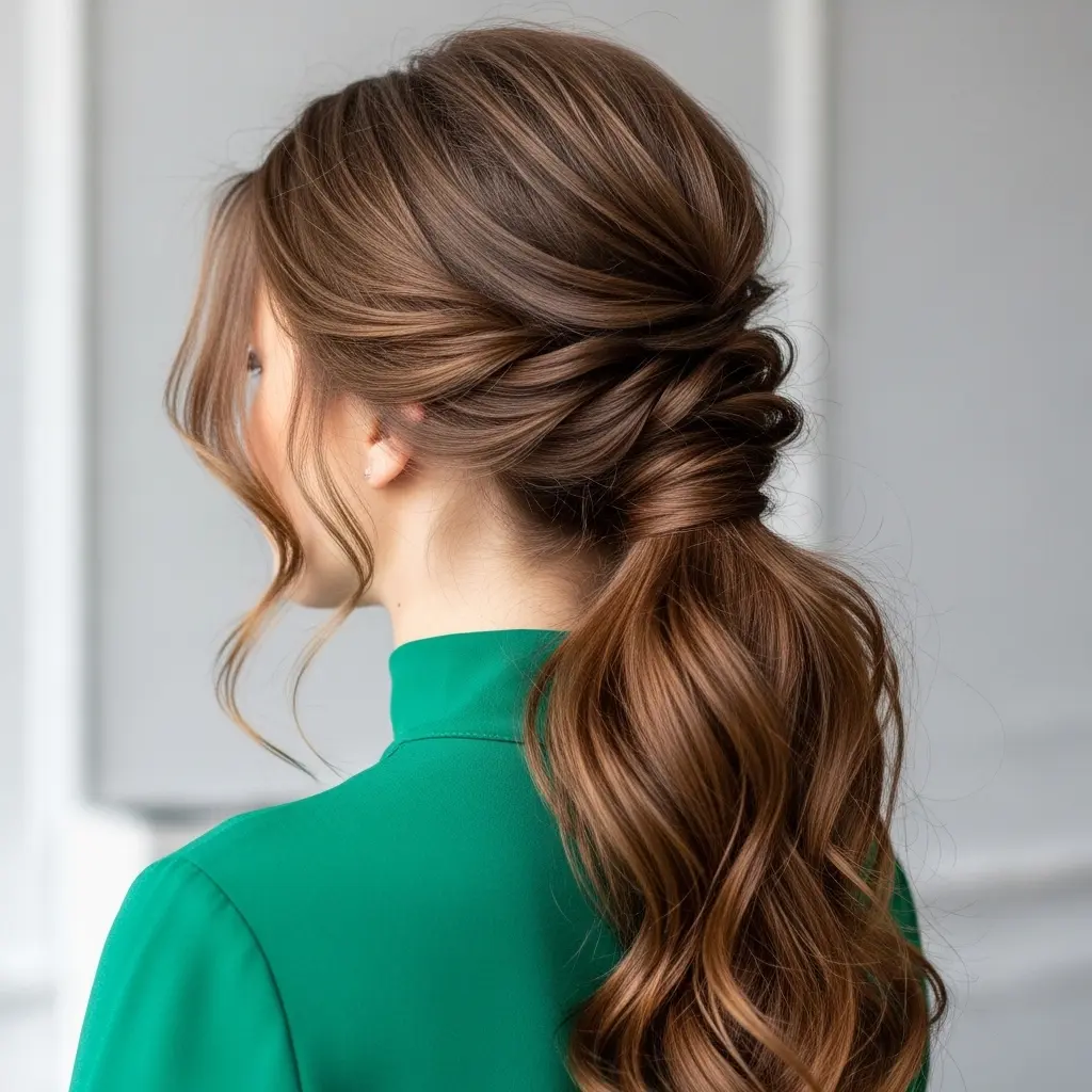 #14 Gorgeous Low Wrapped Ponytail for Long Hair
