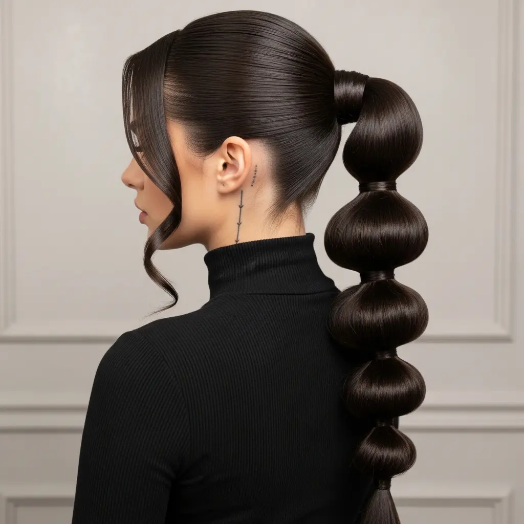 #15 Hollywood-Inspired Bubble Ponytail