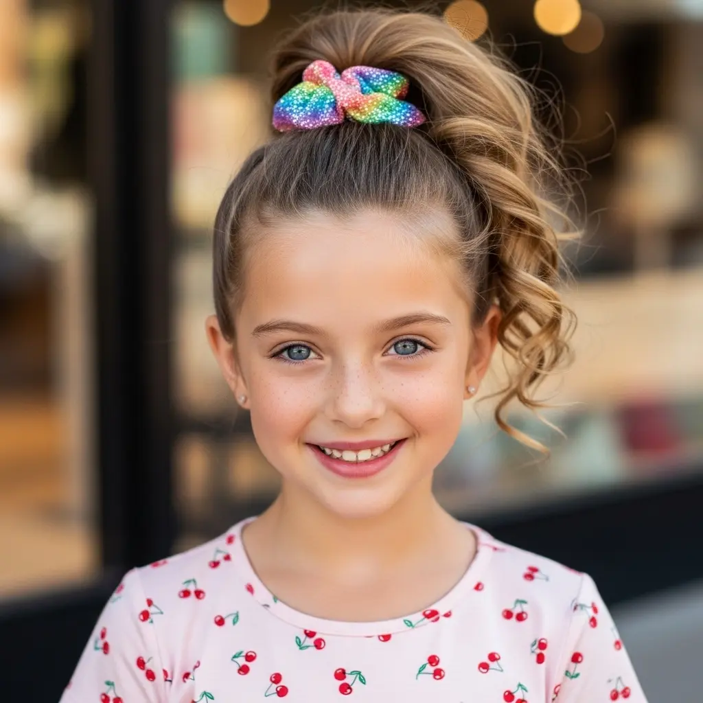 #16 Charming High Ponytail with Colorful Sparkly Accents