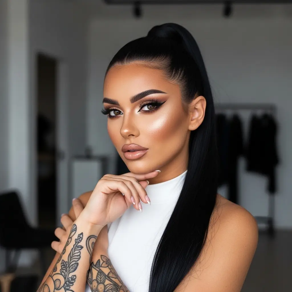 #21 Teased Ponytail with a Side Part