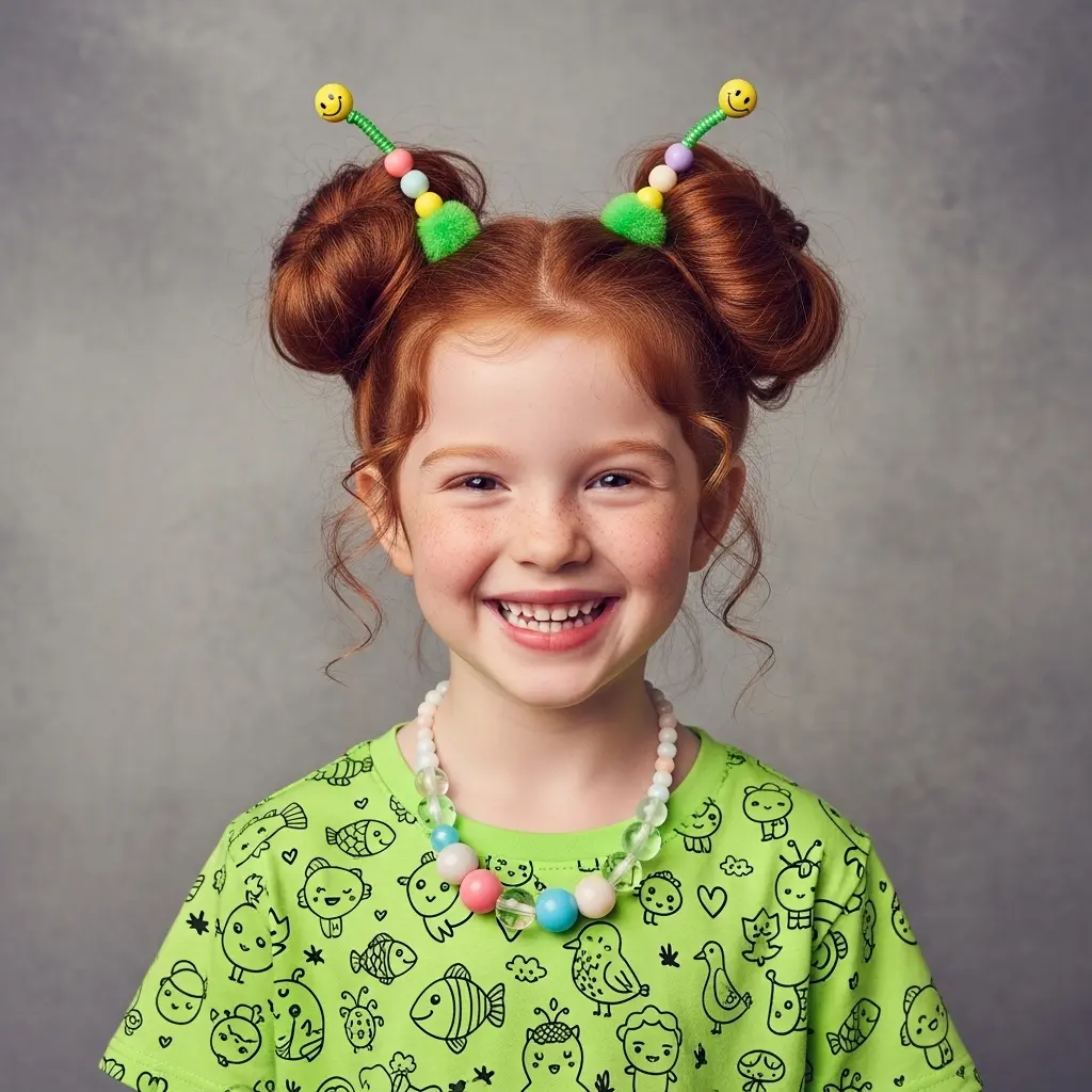 #23 Adorable Curly Pigtails with Beaded Antennae
