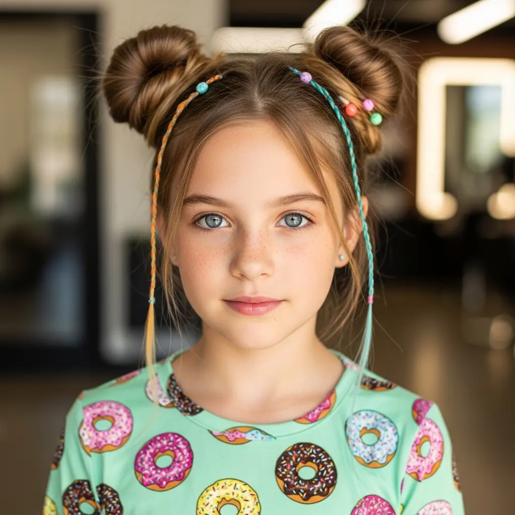 #5 Colorful Twisted Buns with Beaded Accents