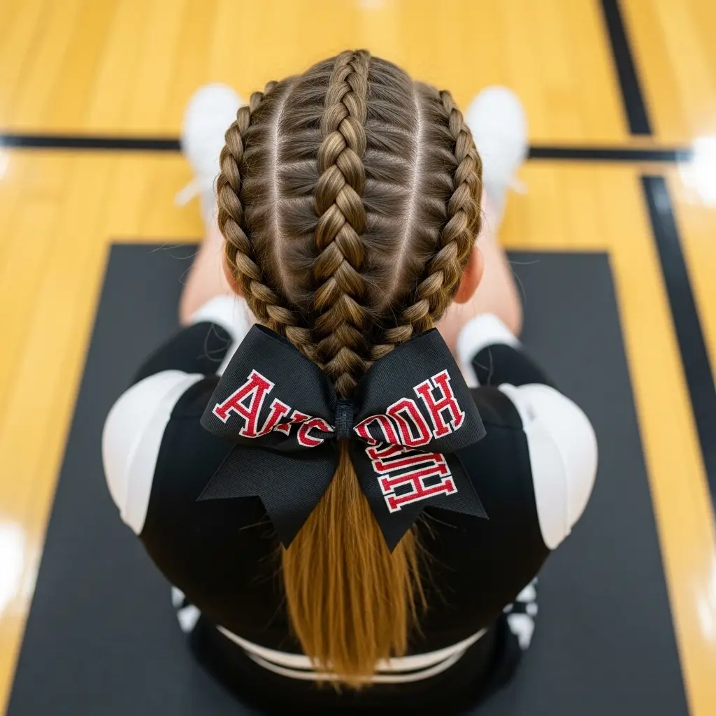 #6 Braided Bow Pony Cheerleading Hairstyle
