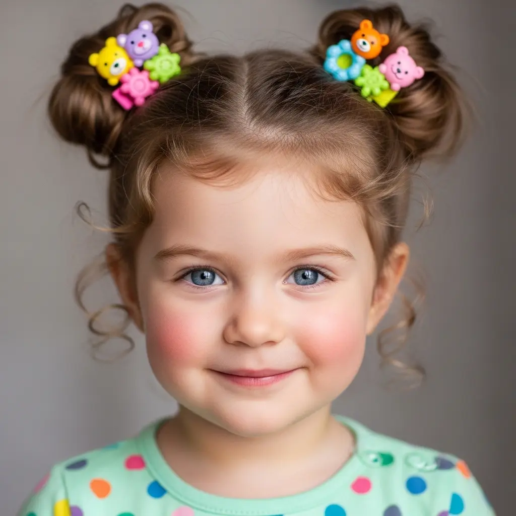 #7 Charming Curly High Buns with Playful Accessories