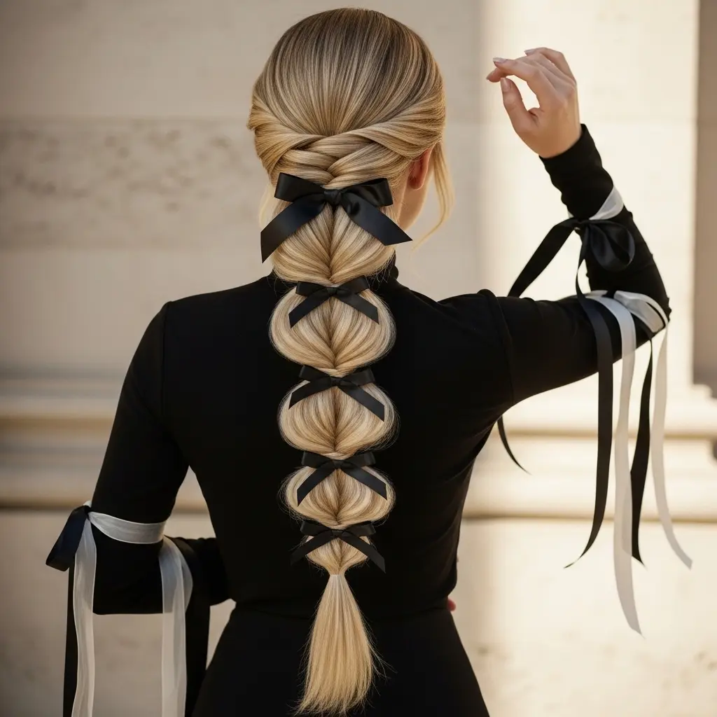 #7 Stunning Braided Ponytail Updo