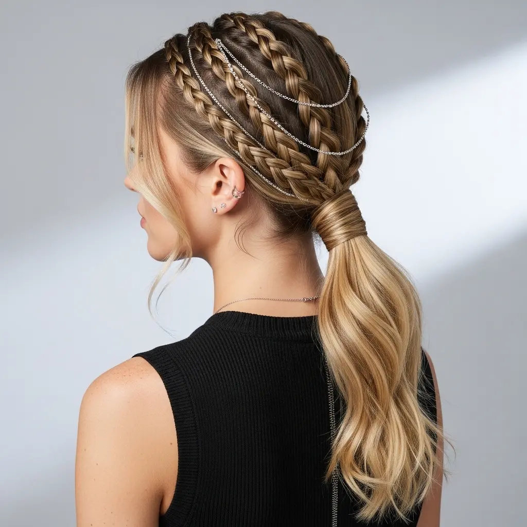 #8 Low Ponytail with Braids