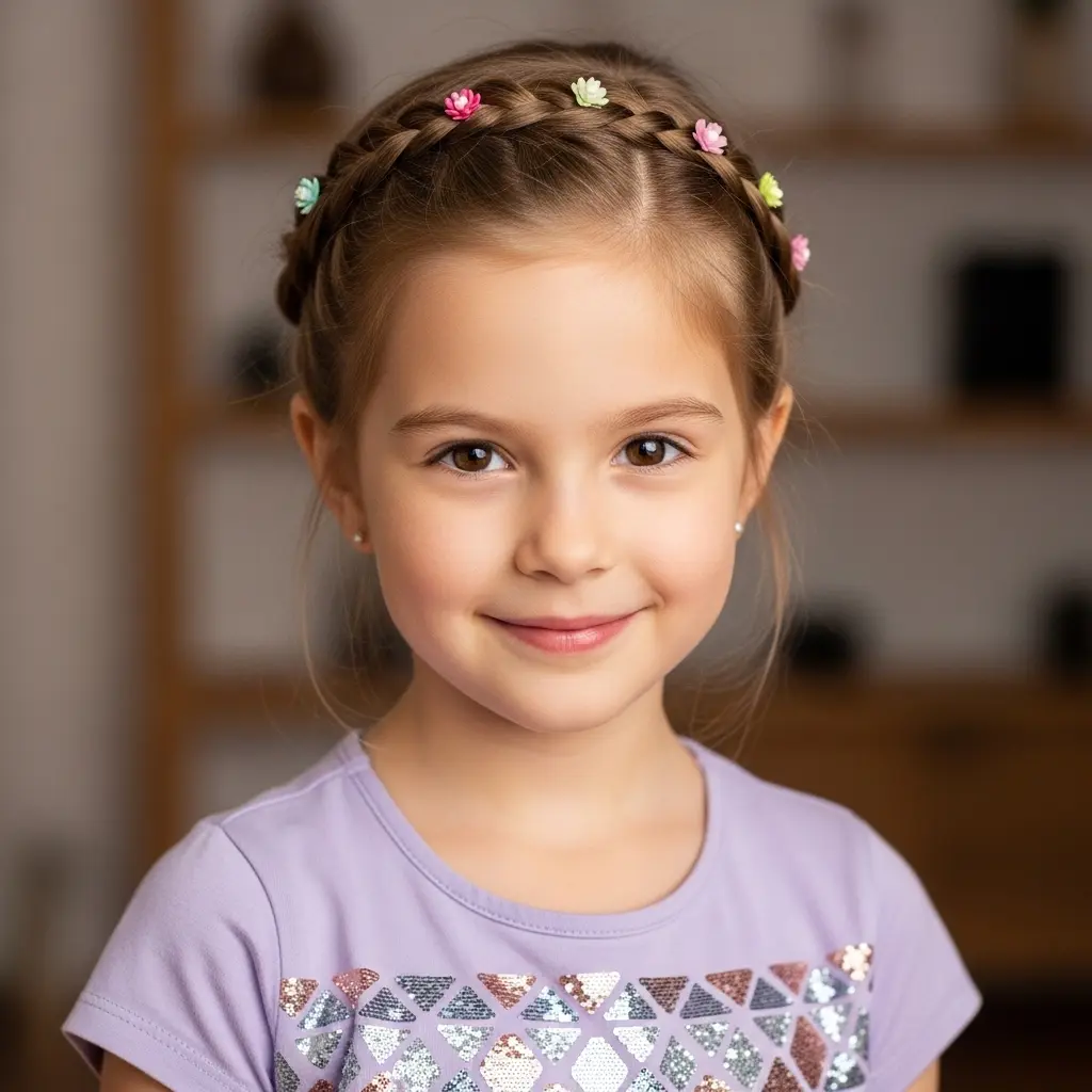 #9 Charming Braided Crown with Colorful Flower Accents