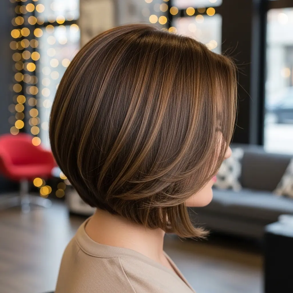 #1 Sleek Stacked Bob with Subtle Highlights