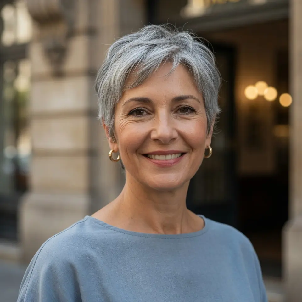 #10 Silver Elegance Shaggy Pixie for Graceful Aging
