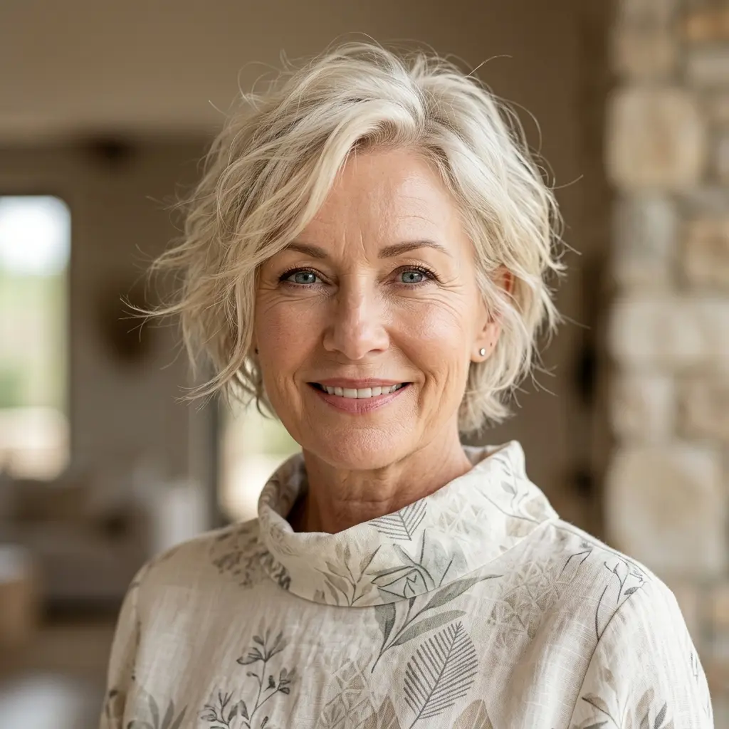 #10 Light Ash-Silver Feathered Pixie with Root Depth