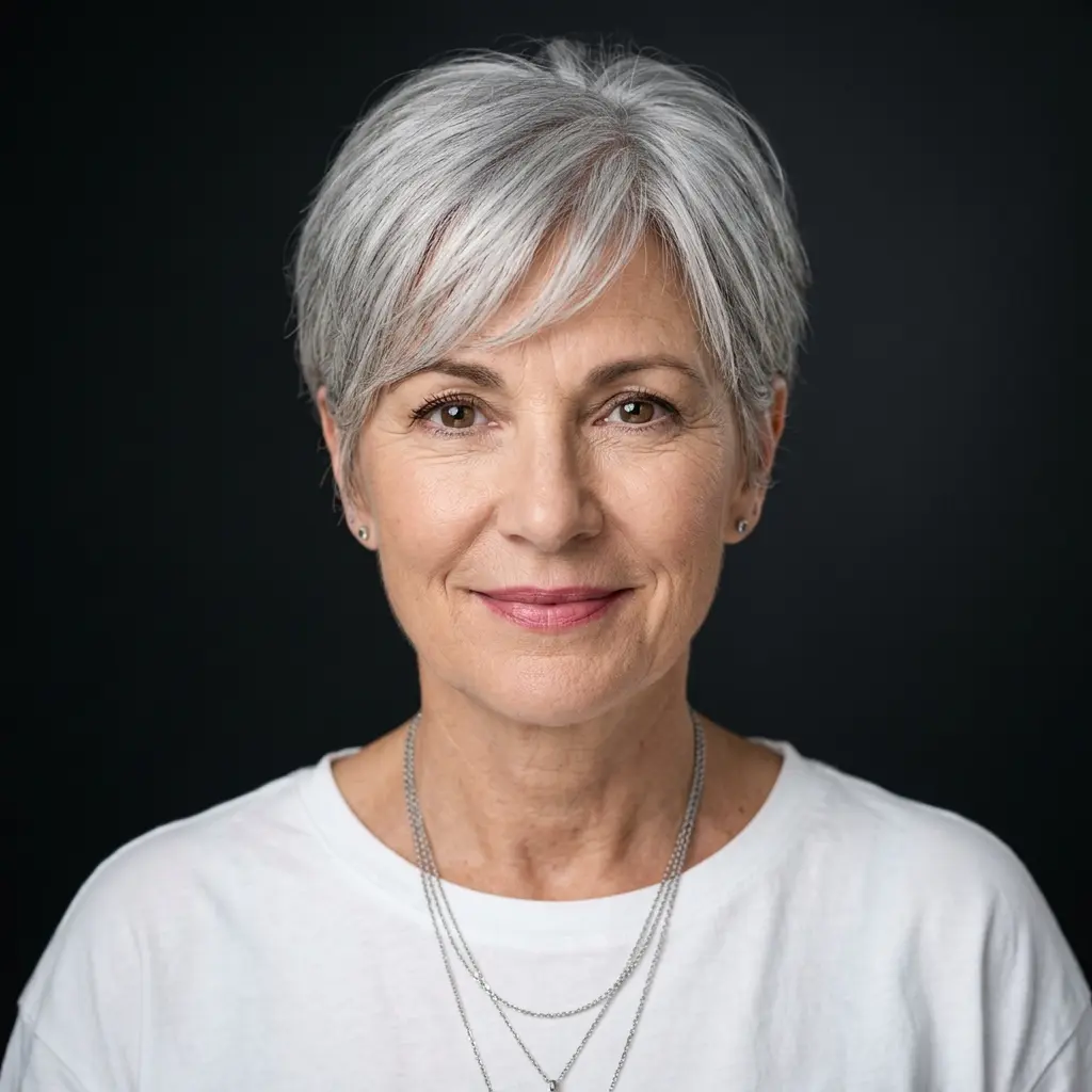 #10 Grey Long Pixie with Short Sides