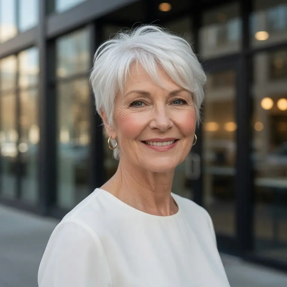 #11 Silver Fox Textured Pixie with Feathered Layers