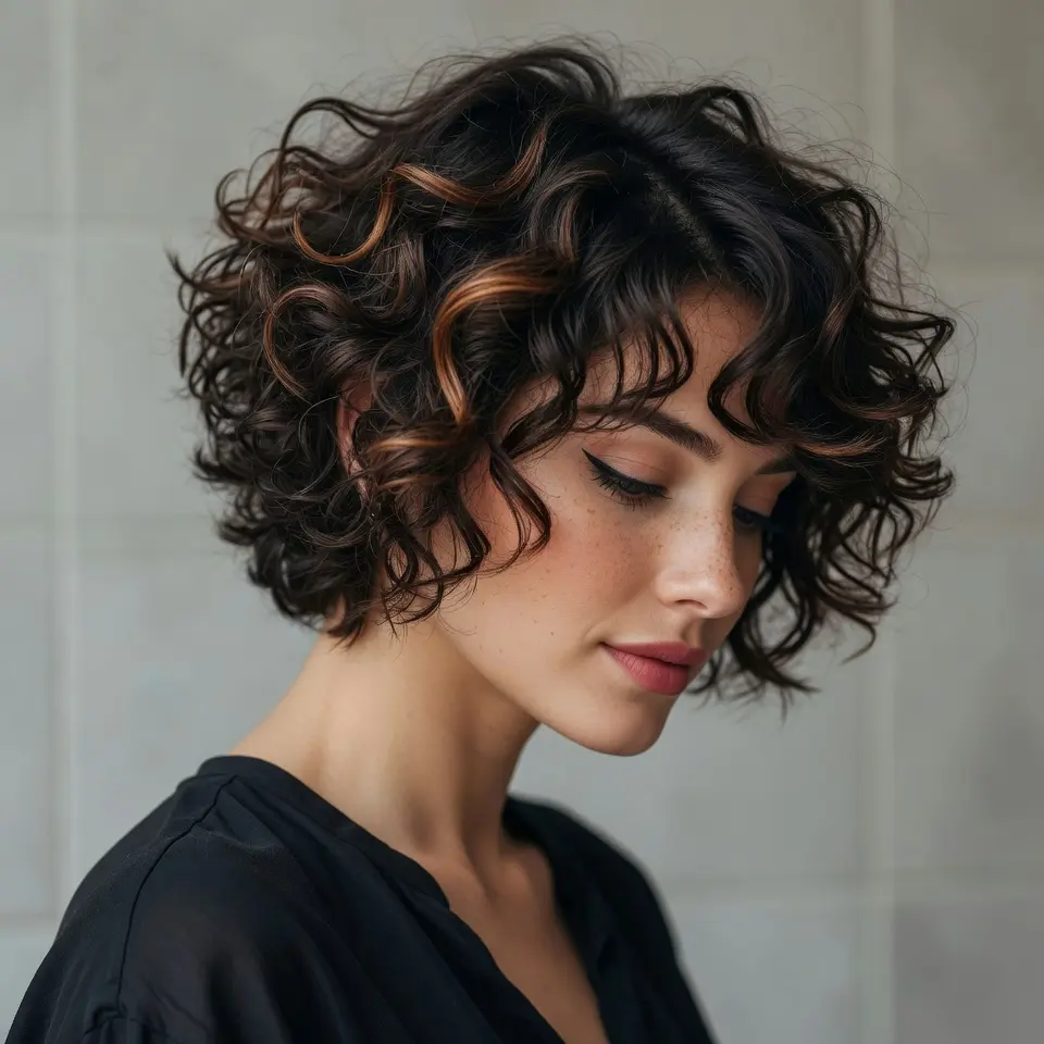 #11 Super Short Stacked Curly Bob