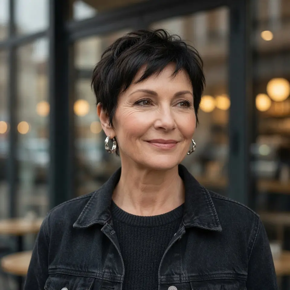 #12 Edgy Black Layered Pixie with Natural Texture