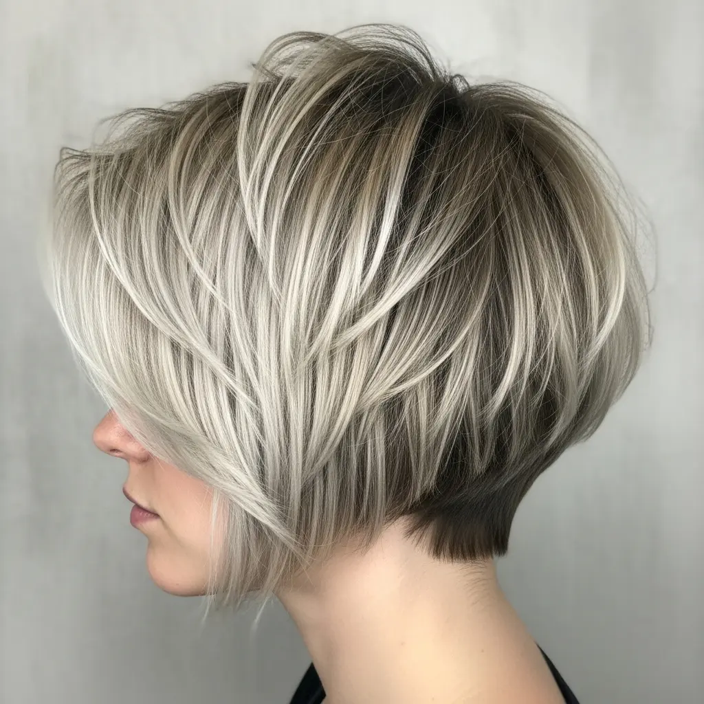 #12 Stacked Short Hair with Razored Ends
