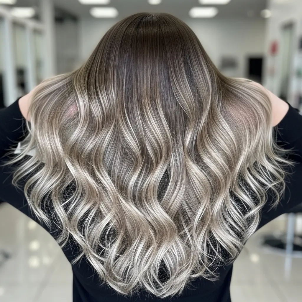 #13 Long Voluminous Ash-Bronde Balayage with Face-Framing S-Waves