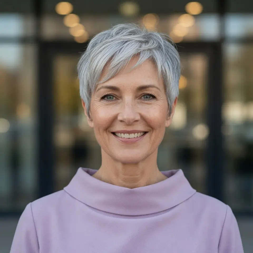 #14 Stylish Short Pixie Cut with Soft Silver Highlights