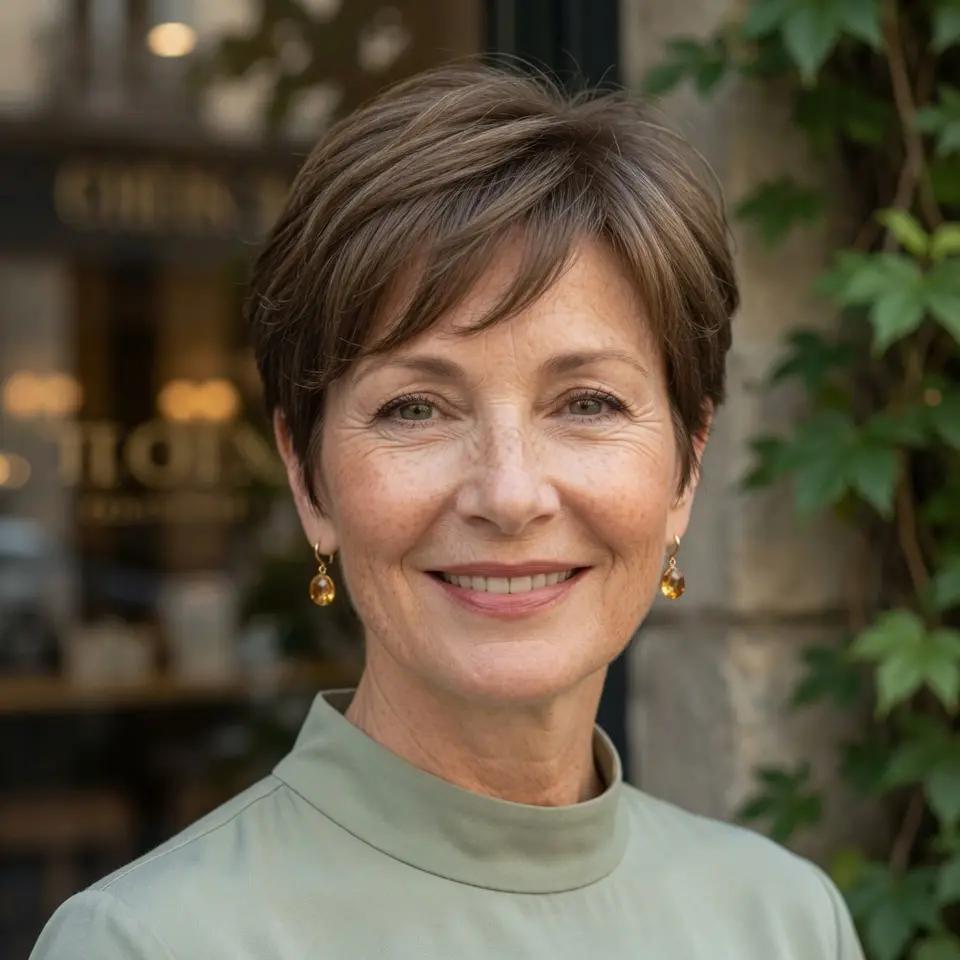 #14 Textured Chestnut Tapered Pixie Cut