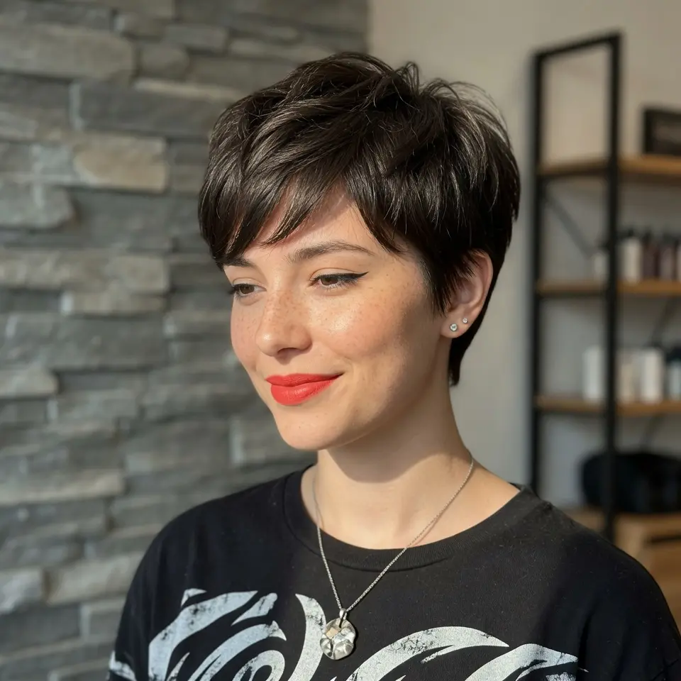 #14 Side-Swept Textured Pixie Cut
