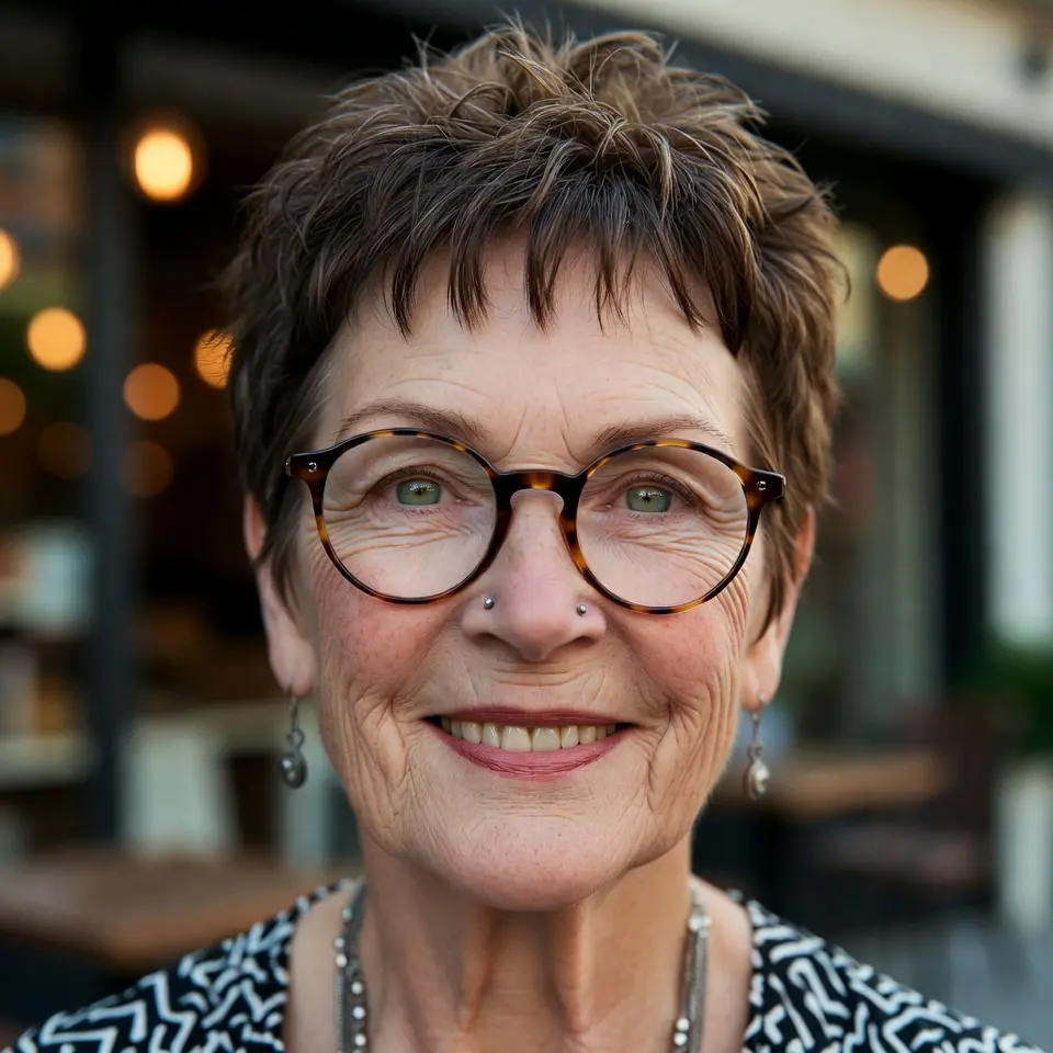 #14 Lifted Short Pixie with Tapered Sides and Glasses-Framing Fringe