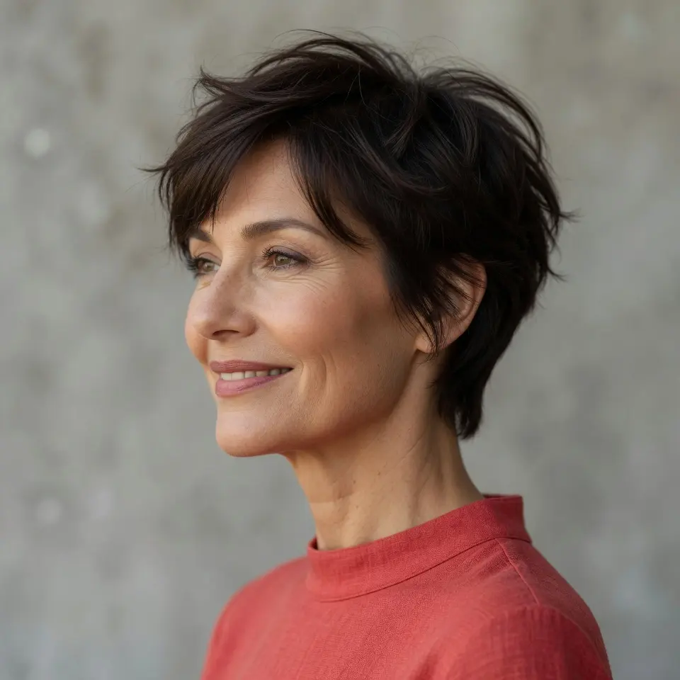 #15 Chic Espresso Tousled Pixie with Natural Waves