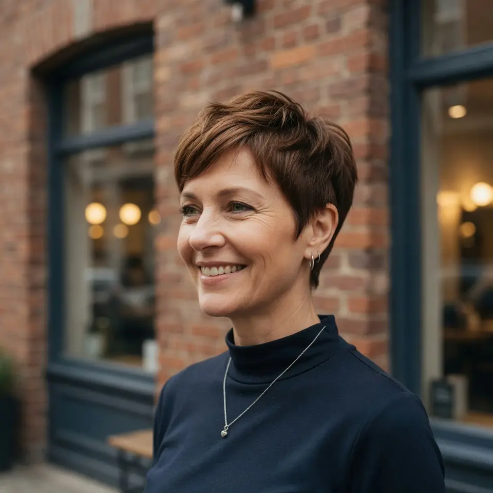 #17 Textured Short Pixie Cut with Lively Copper Tones
