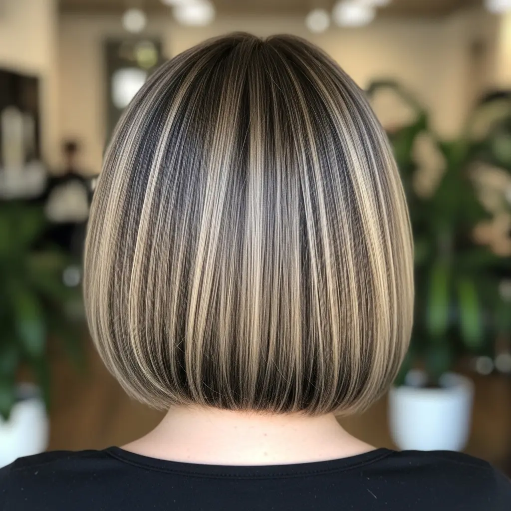 #18 Rounded Bob Cut with Mushroom Brown Hue