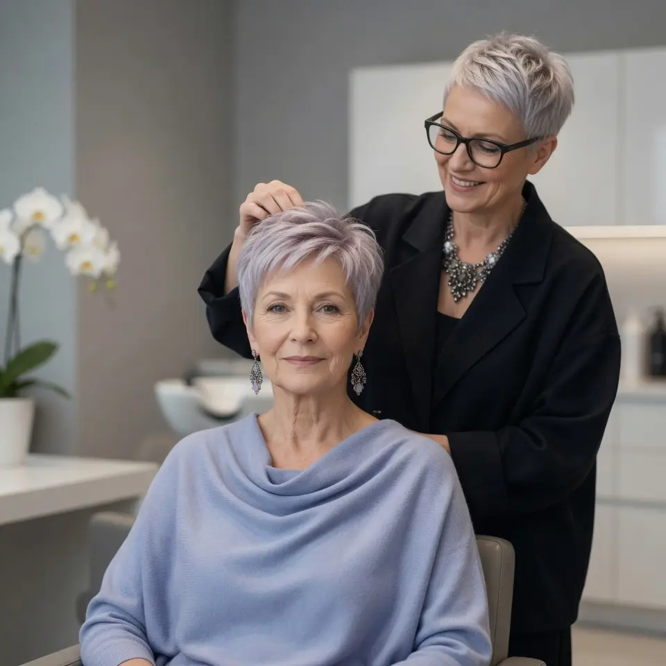 #2 Textured Silver Tapered Pixie Cut