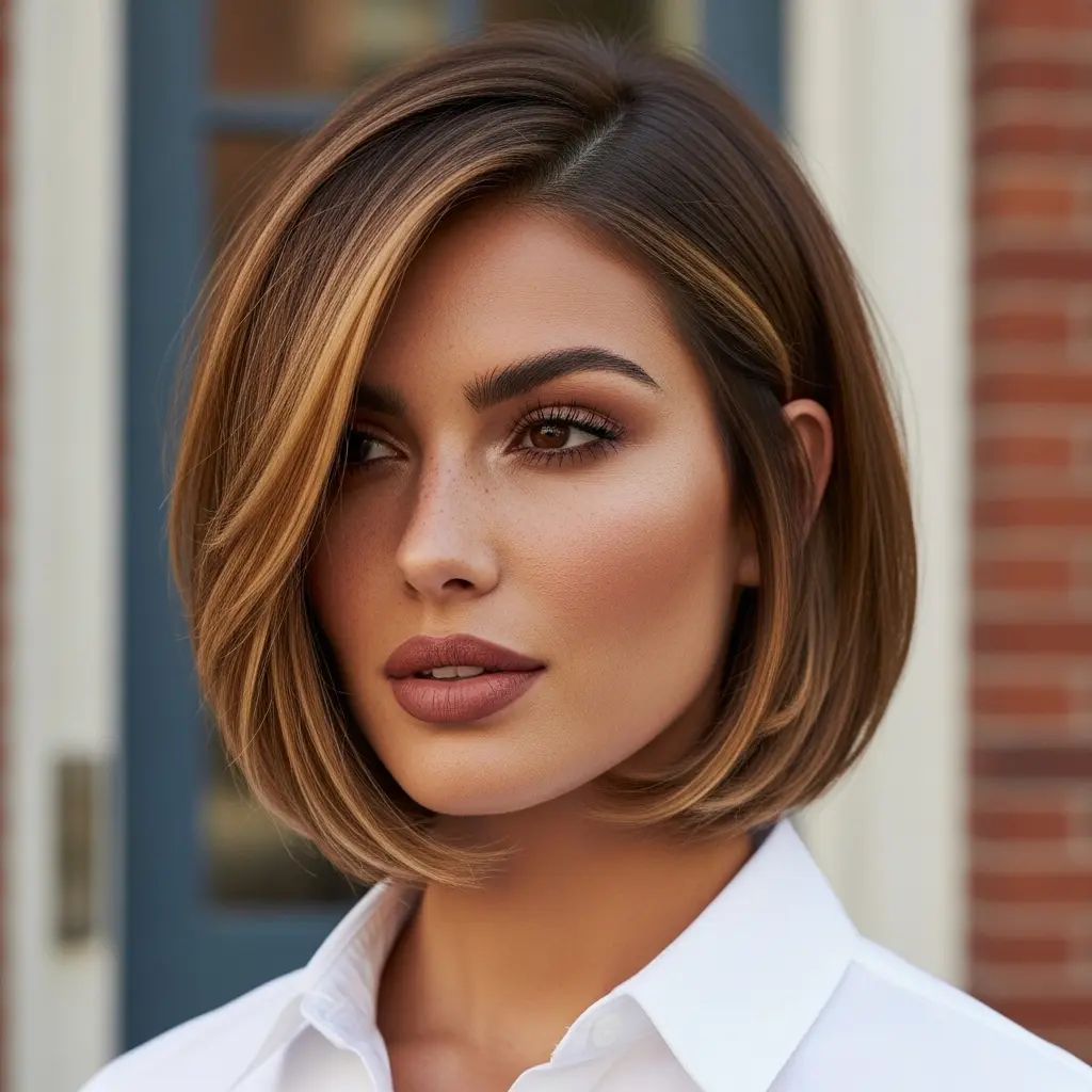 #2 Side-Swept Angled Bob with Subtle Highlights