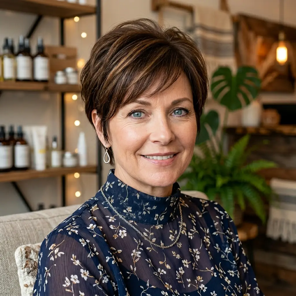 #2 Short Layered Brown Pixie Shag with Airy Micro-Fringe