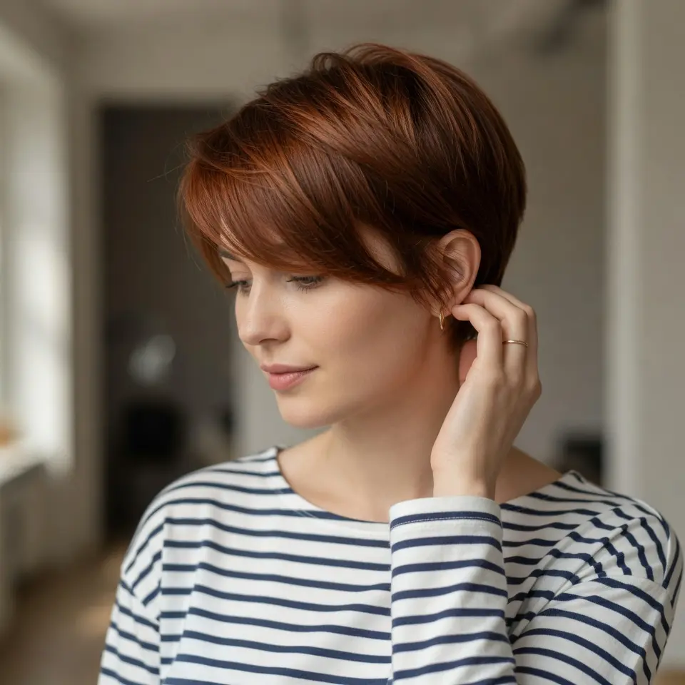 #3 Stylish Reddish Brown Bixie Cut