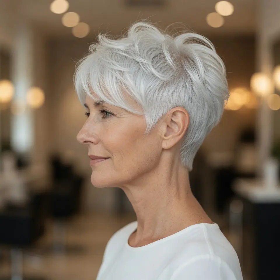 #5 Textured Platinum Pixie Cut