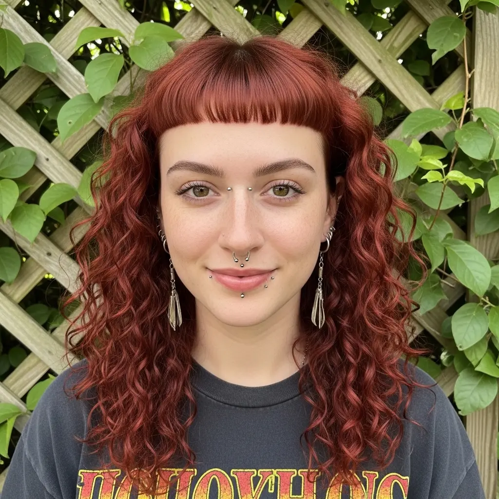 #6 Curly Copper Mid-Chest Layers with Micro Crescent Fringe