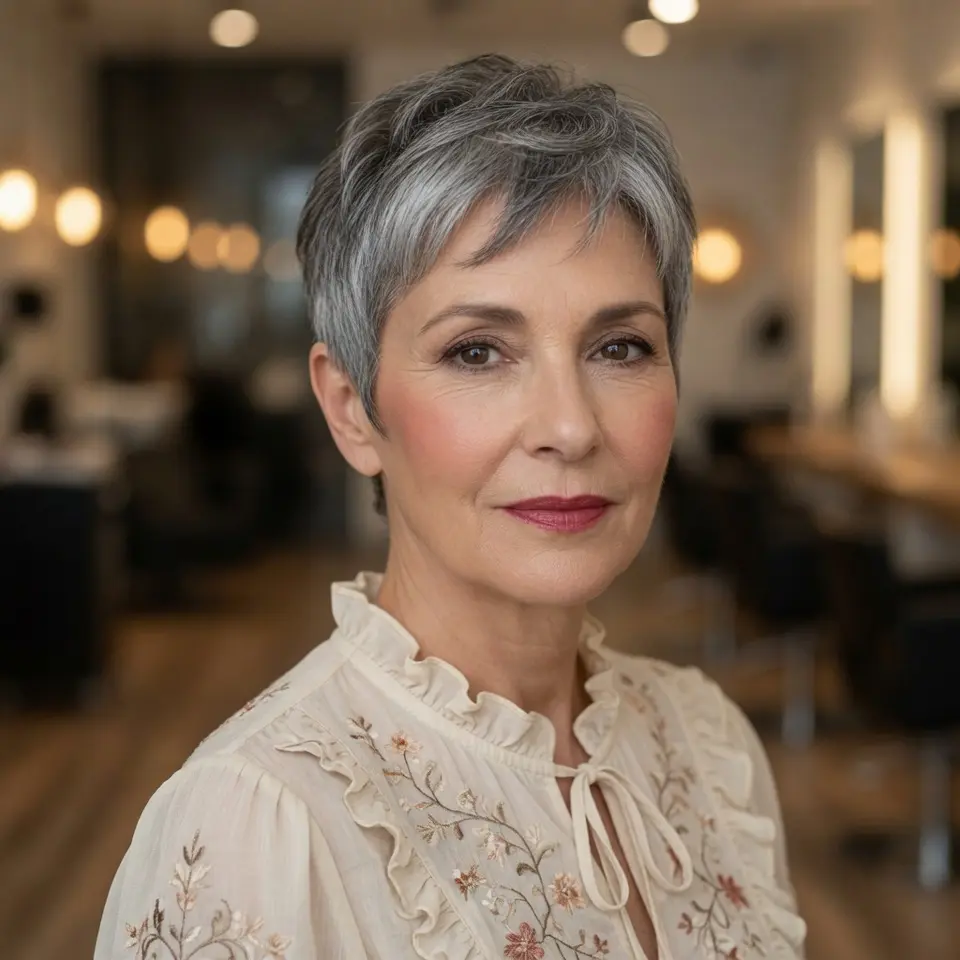 #6 Very Short Pixie with Grey Balayage