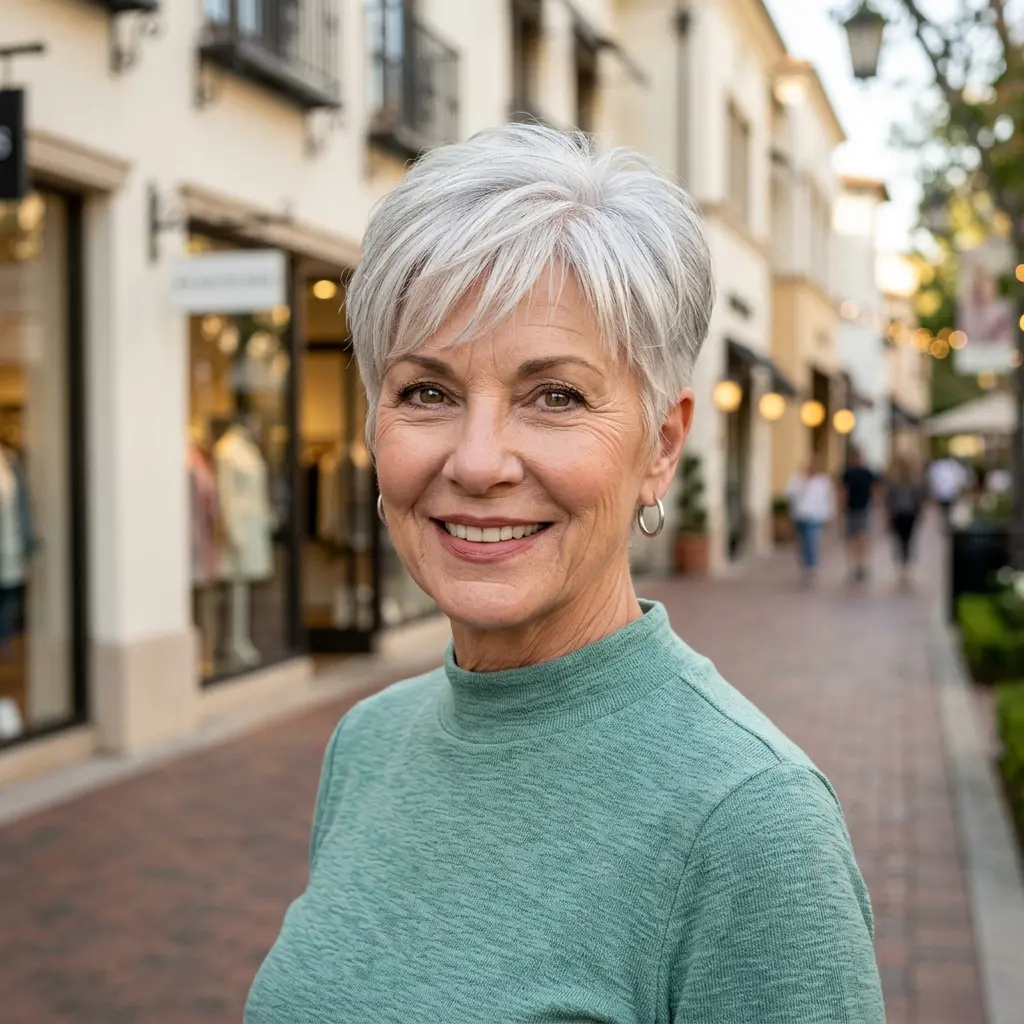 #6 Classic Silver Tapered Pixie with Natural Volume