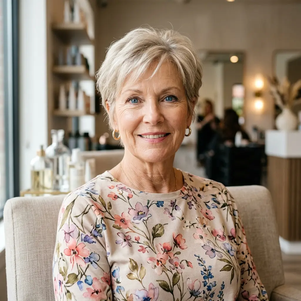 #6 Soft Wispy Champagne-Blonde Pixie with Lifted Crown
